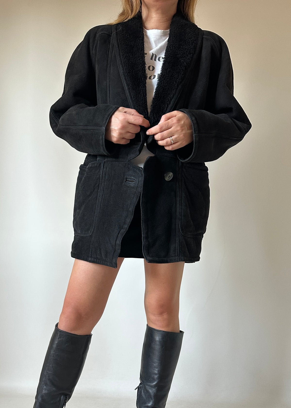 Dreamy petite black Shearling