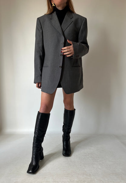 LEBOLE oversize light wool grey blazer