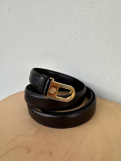 PIERRE CARDIN chocolate leather belt
