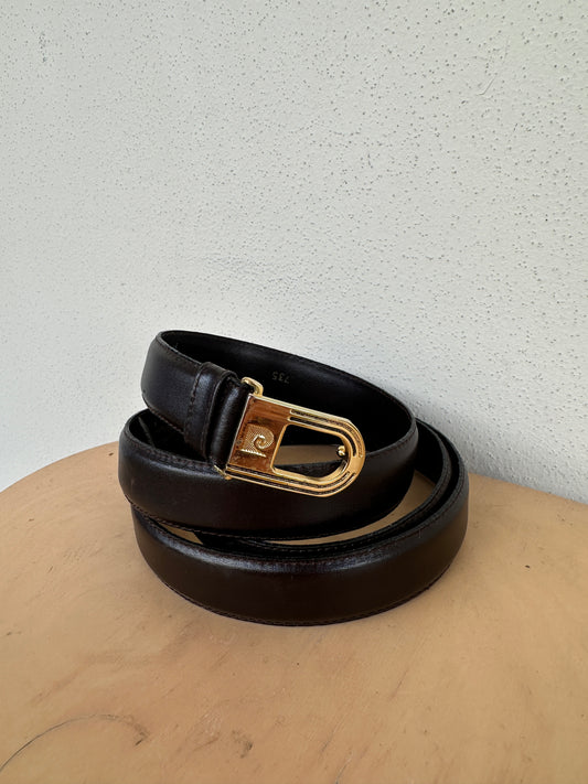 PIERRE CARDIN chocolate leather belt