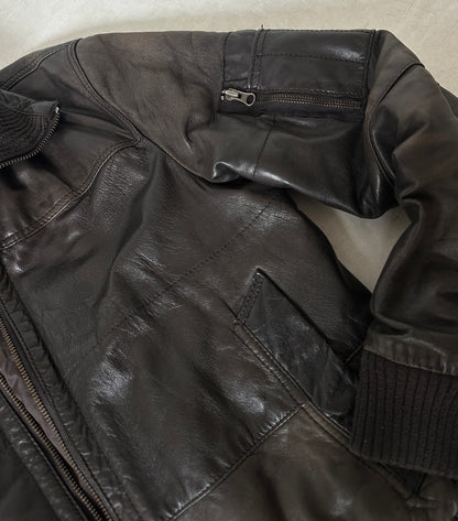 Bomber imbottito in pelle cioccolato
