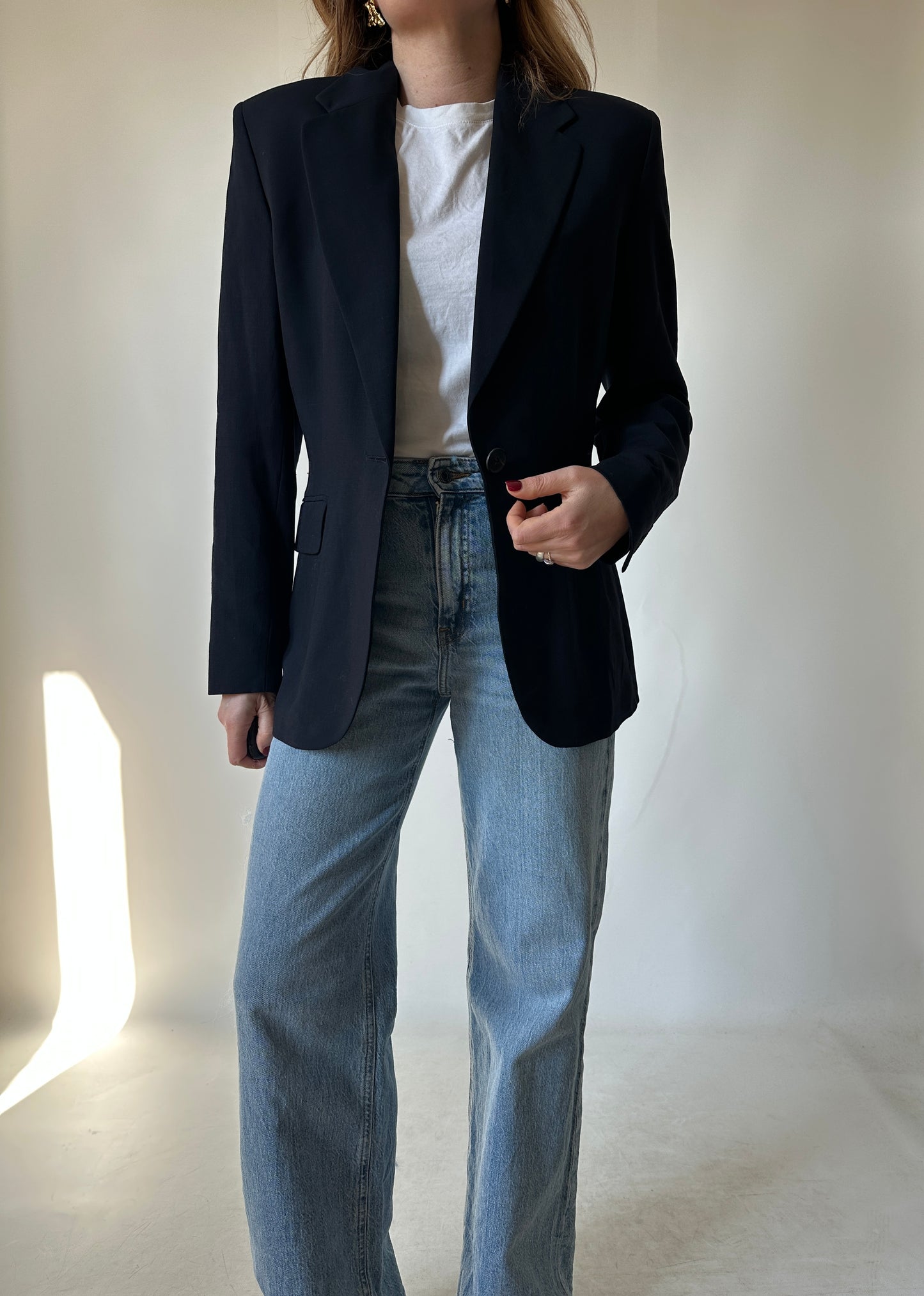 Pure wool slim black blazer