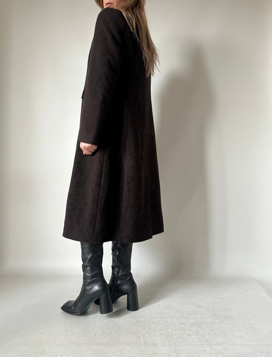 Cappotto haute couture in lana cioccolato