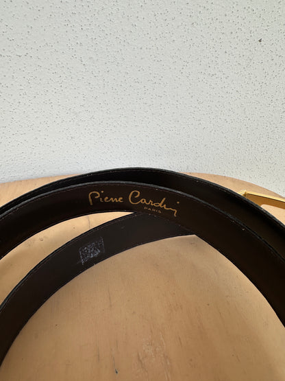 PIERRE CARDIN chocolate leather belt