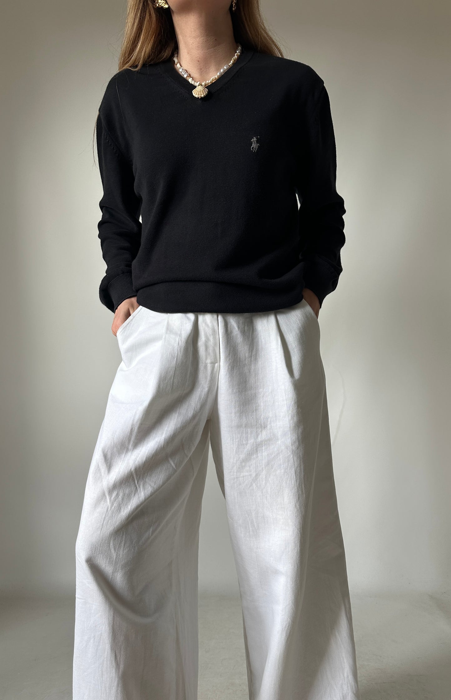 RALPH LAUREN black cotton sweater