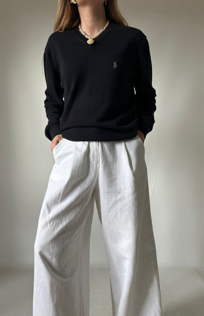 RALPH LAUREN black cotton sweater
