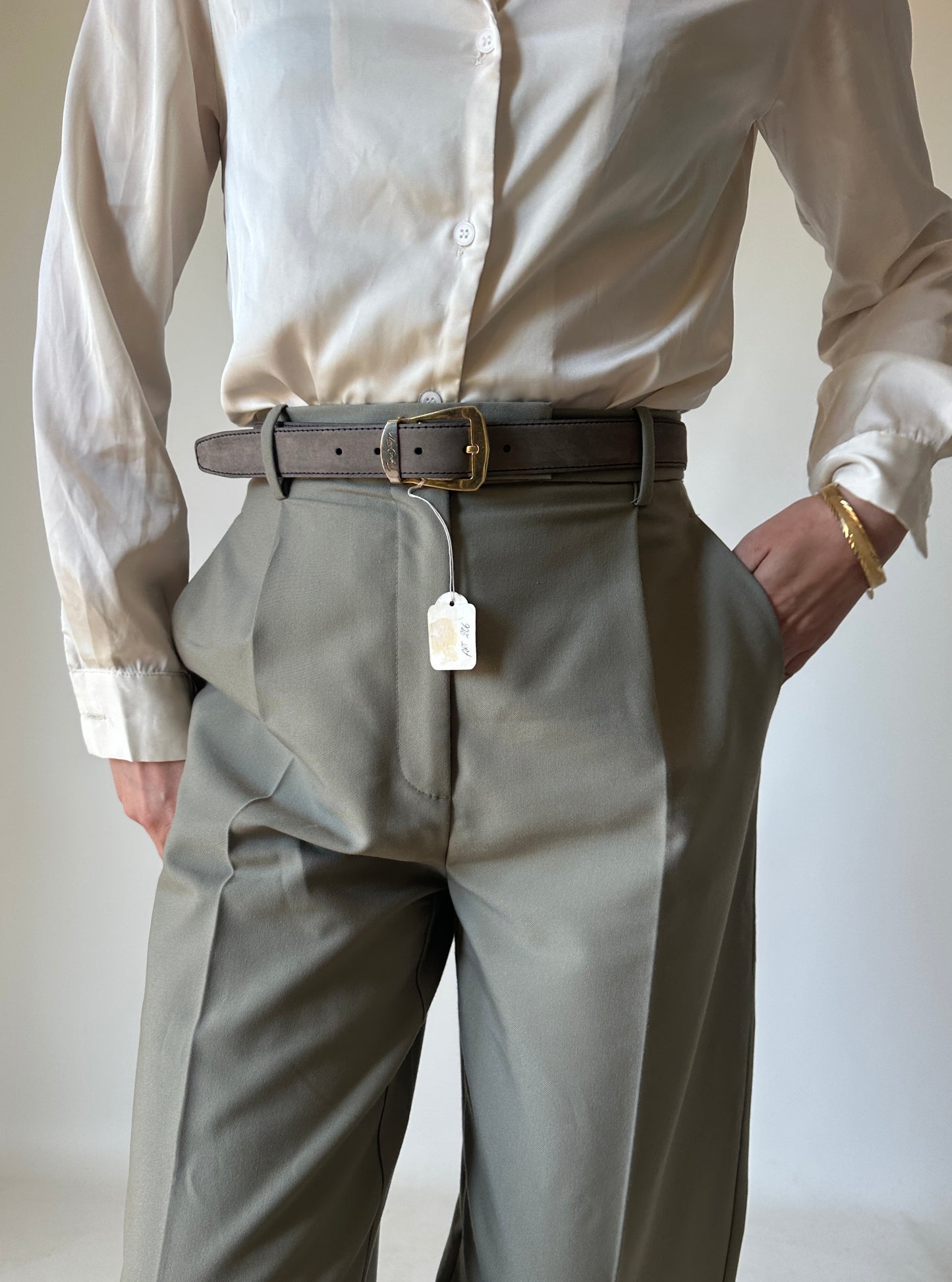 UGO CORSINI taupè leather belt - new
