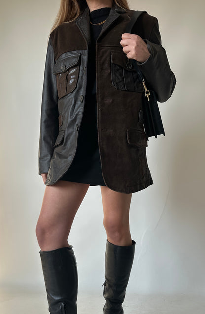Chocolate brown and phyton utiliy jacket