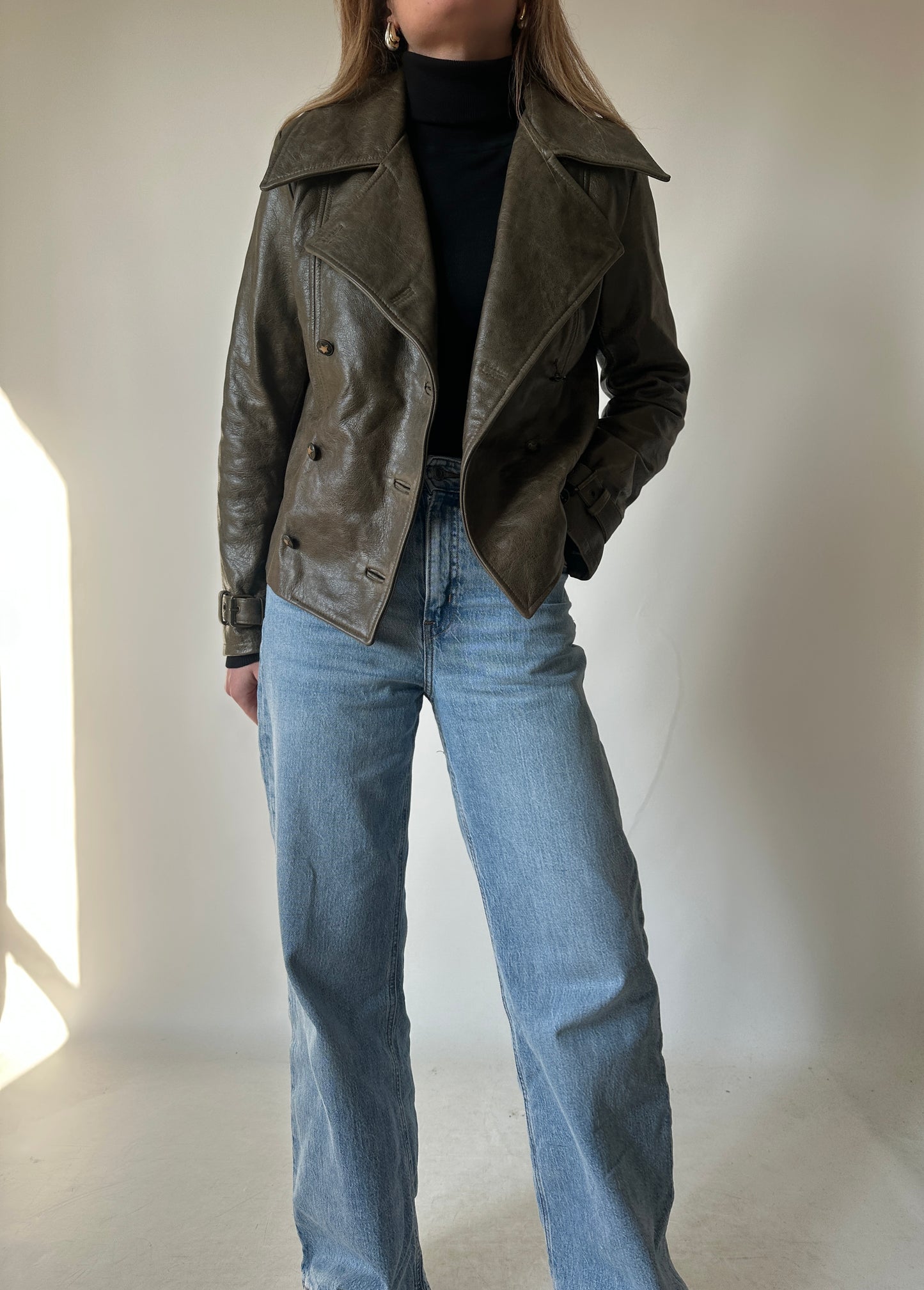 Giacca in pelle verdone
