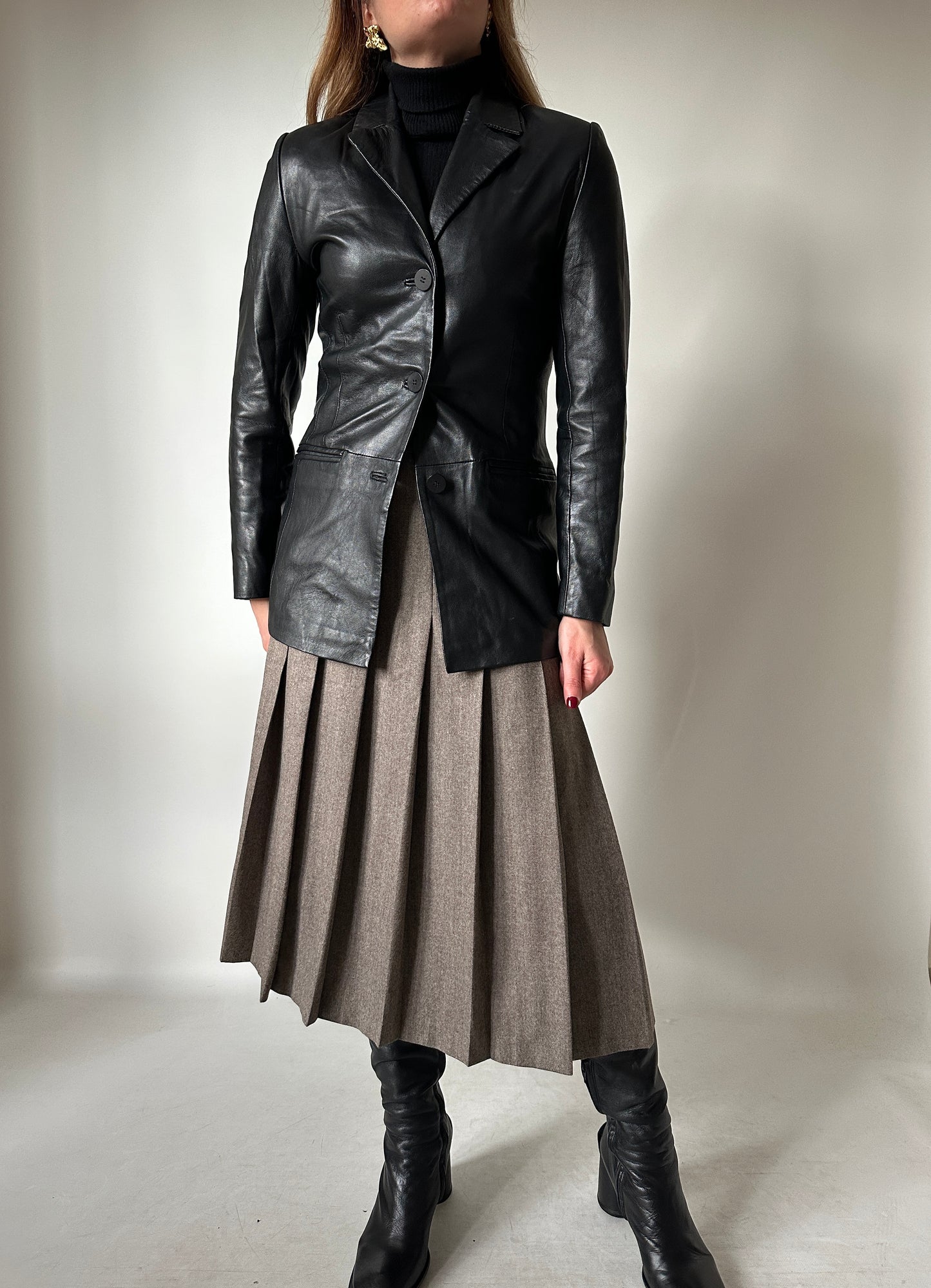 Nappa leather slim jacket