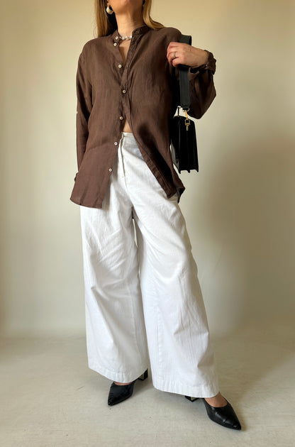 Chocolate 100% linen shirt