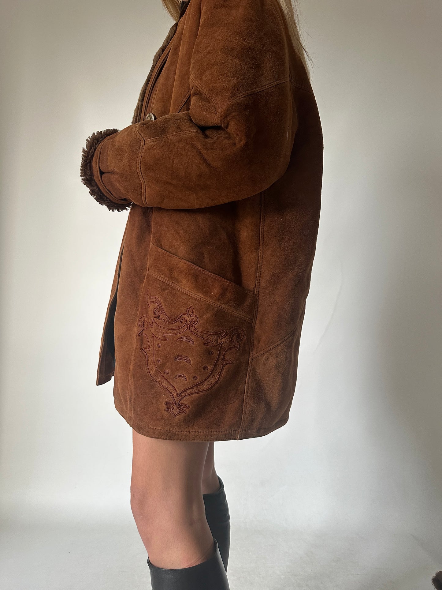Shearling caramello con ricami - taglia 42