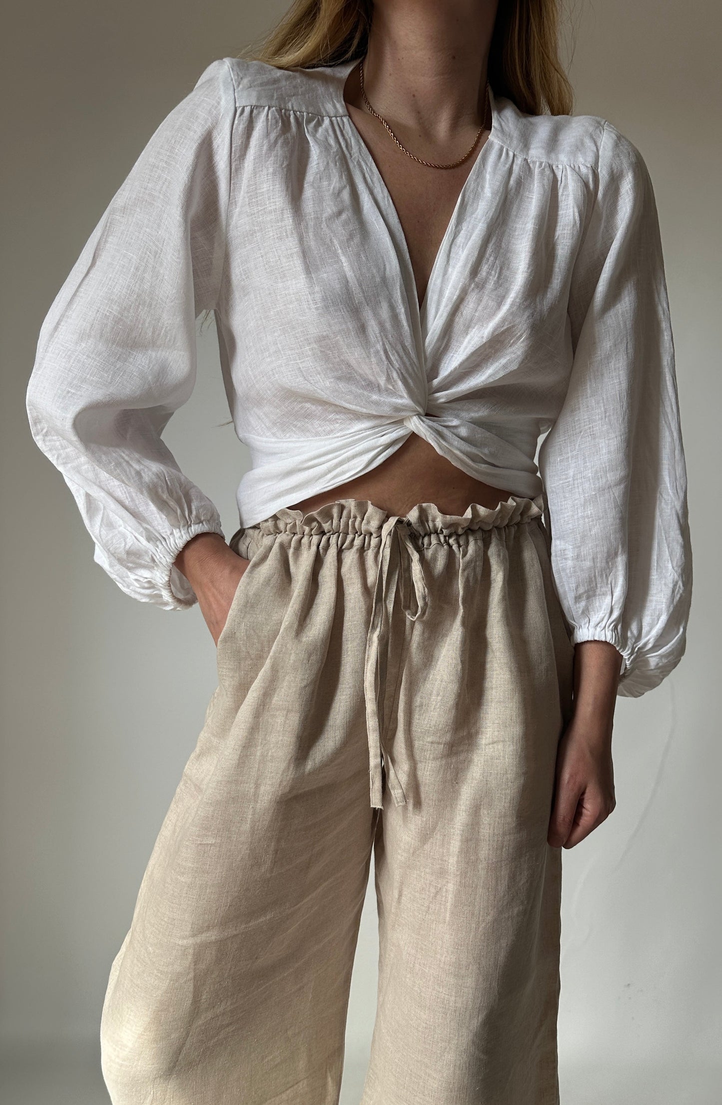 Top Ariel puro lino - bianco