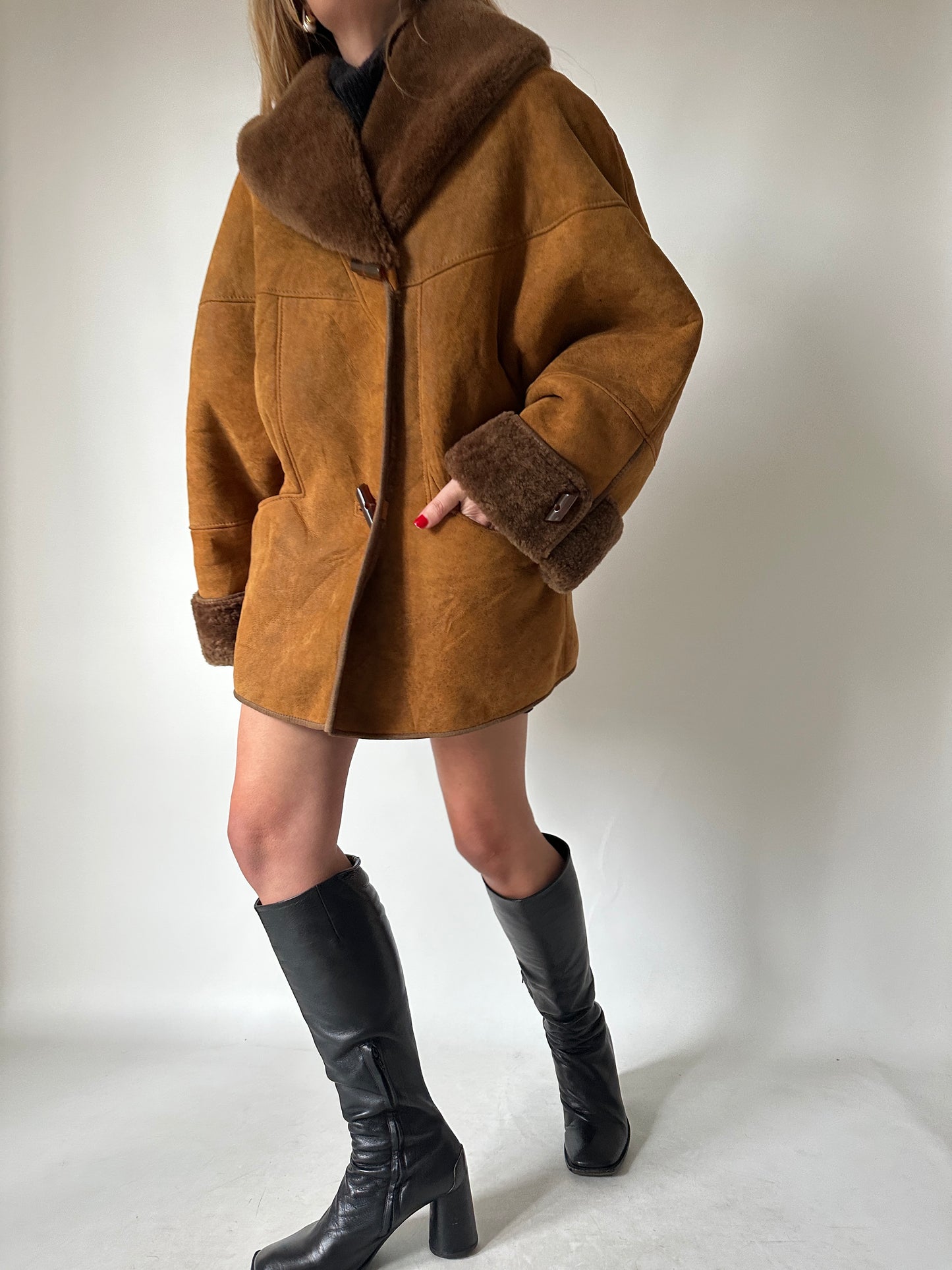 Caramel distressed Shearling
