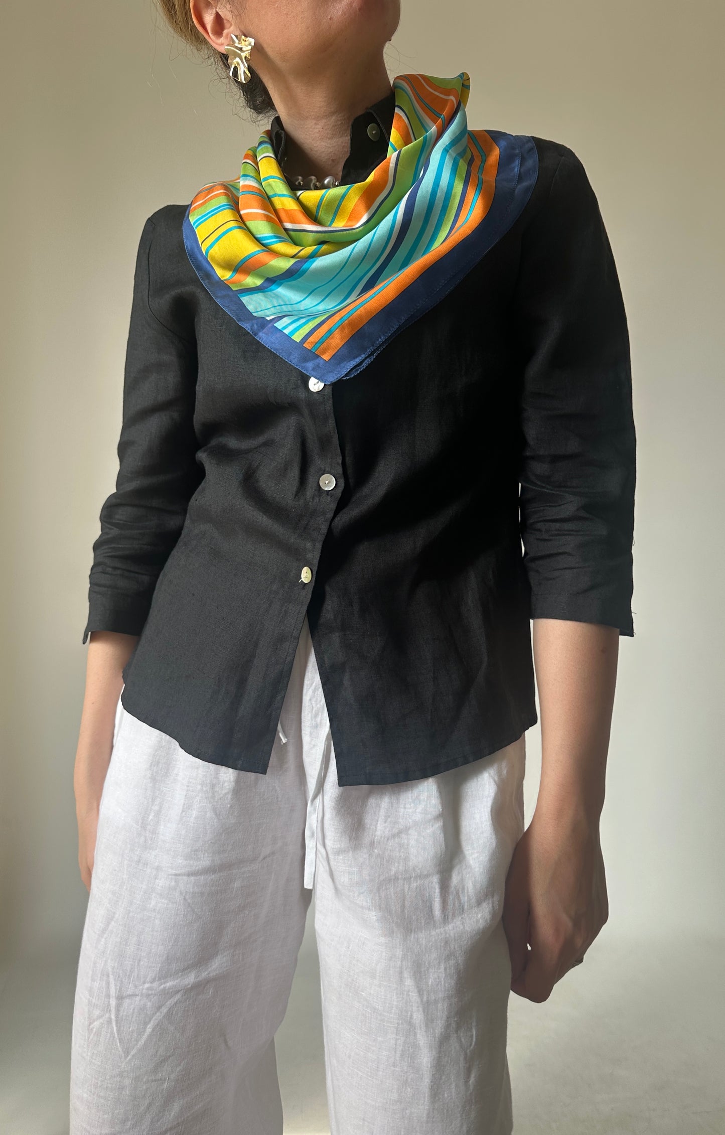 Foulard righe multicolor pura seta