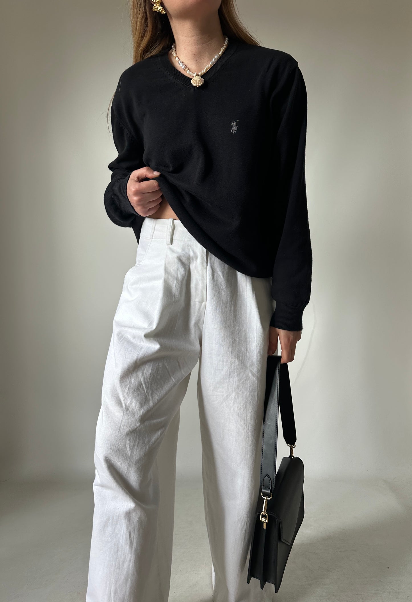 RALPH LAUREN black cotton sweater