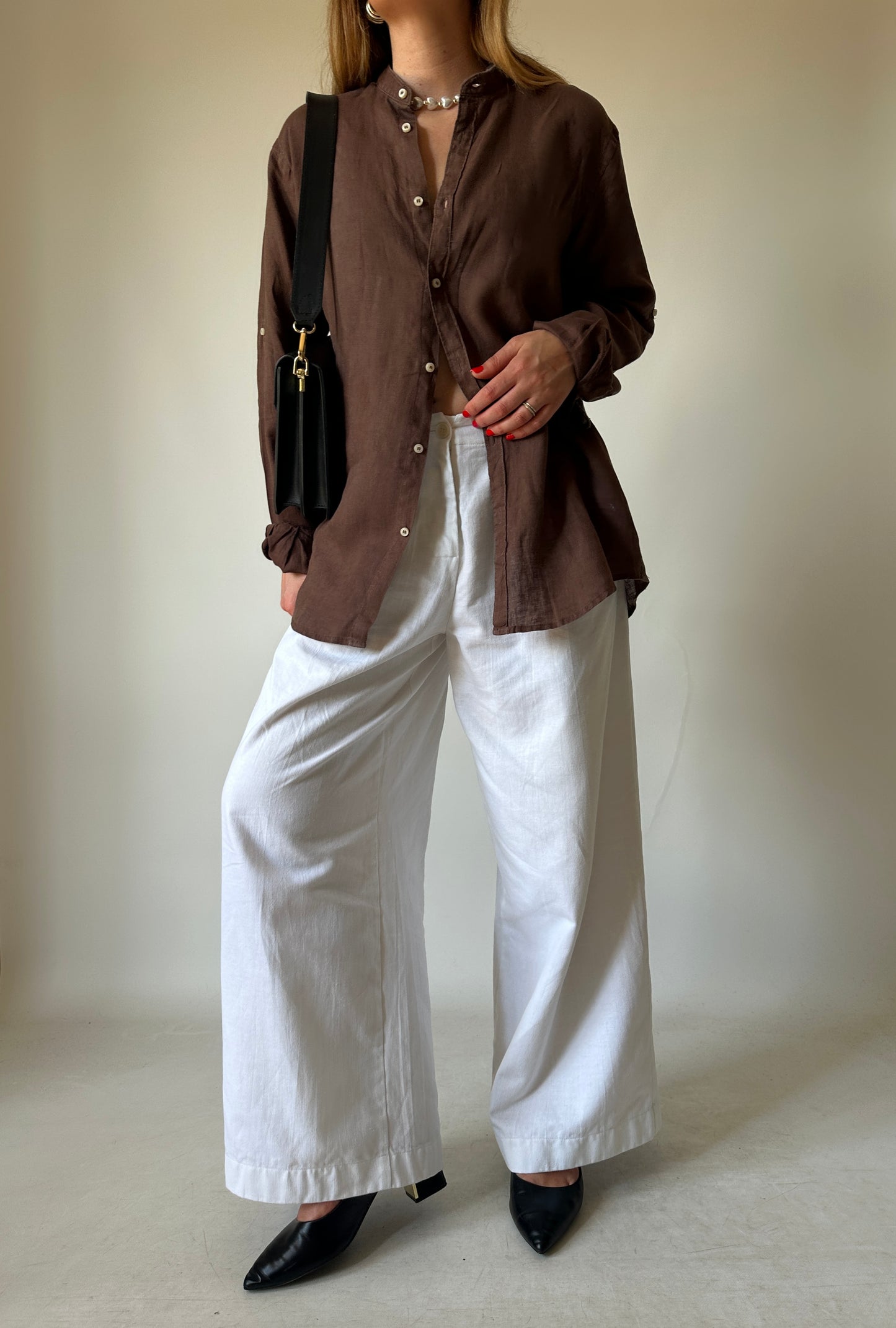 Chocolate 100% linen shirt