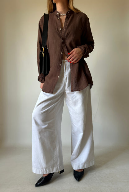 Chocolate 100% linen shirt