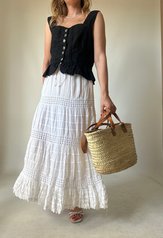 Unique embroidered white skirt