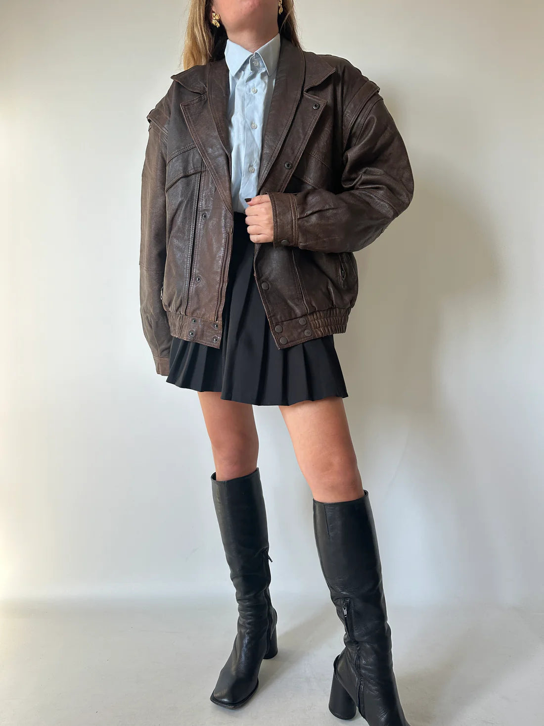Unique chocolate distressed bomber