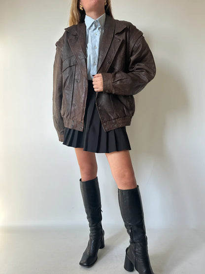 Unique chocolate distressed bomber