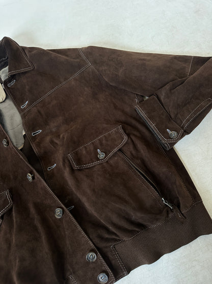 Chocolate petite suede bomber