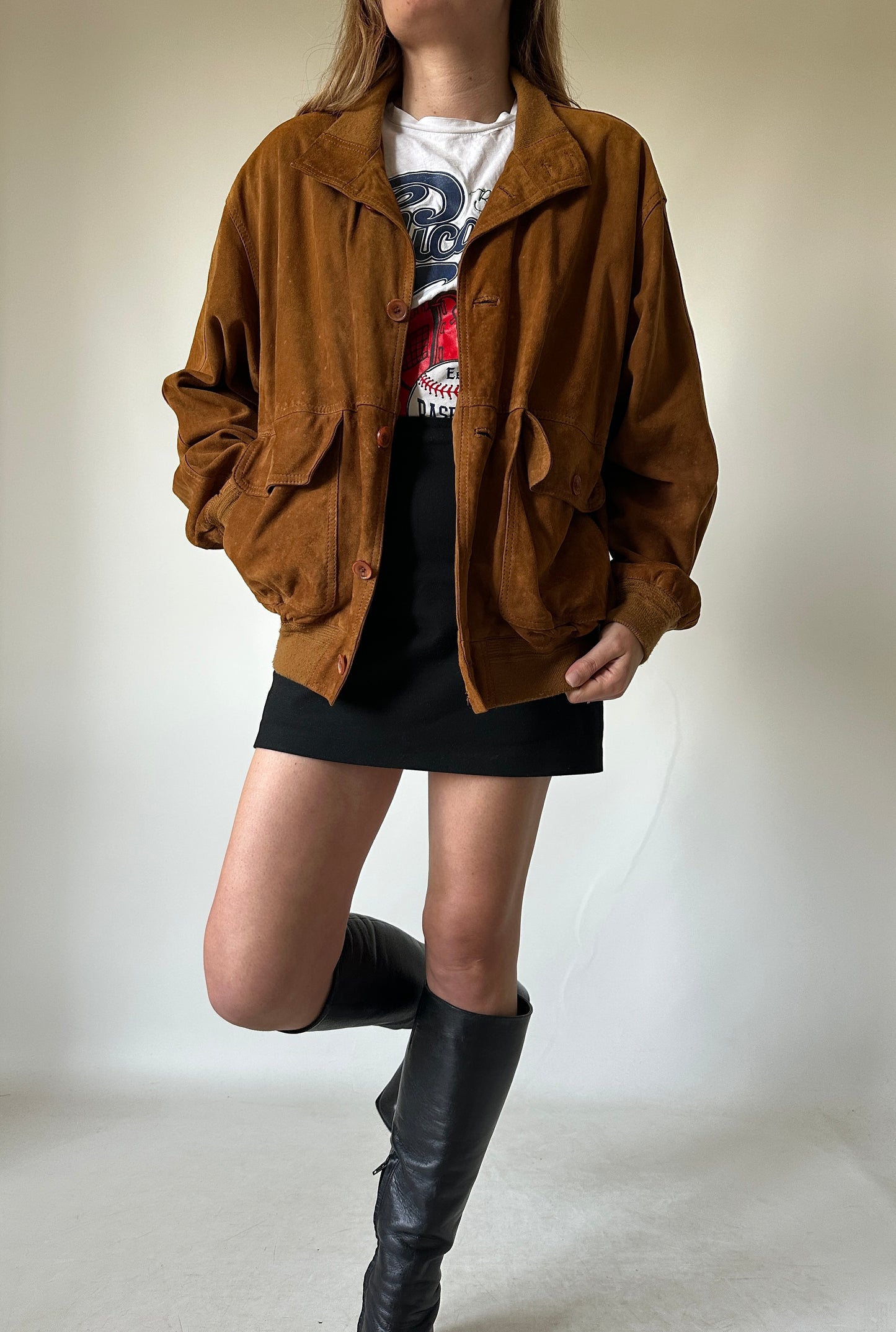 Passpartour suede bomber