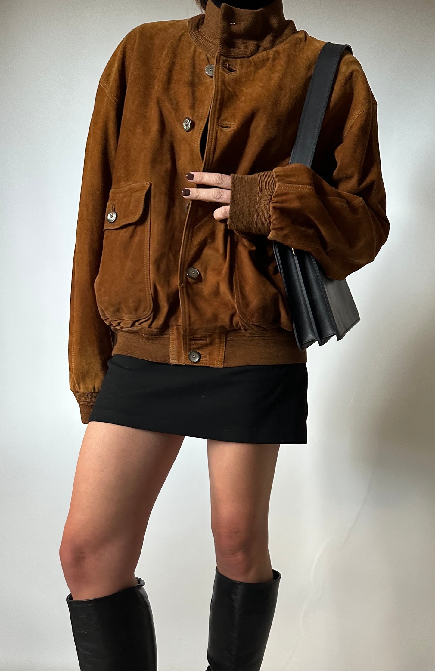 Petite suede bomber