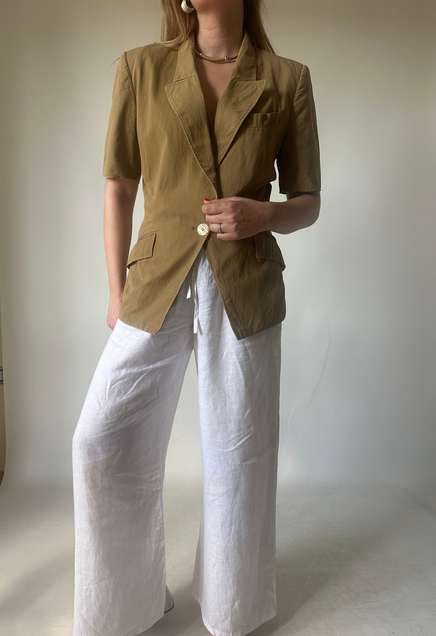 MARELLA camel cotton slim blazer