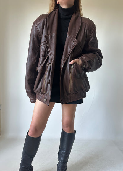 Dreamy chocolate leather bomber