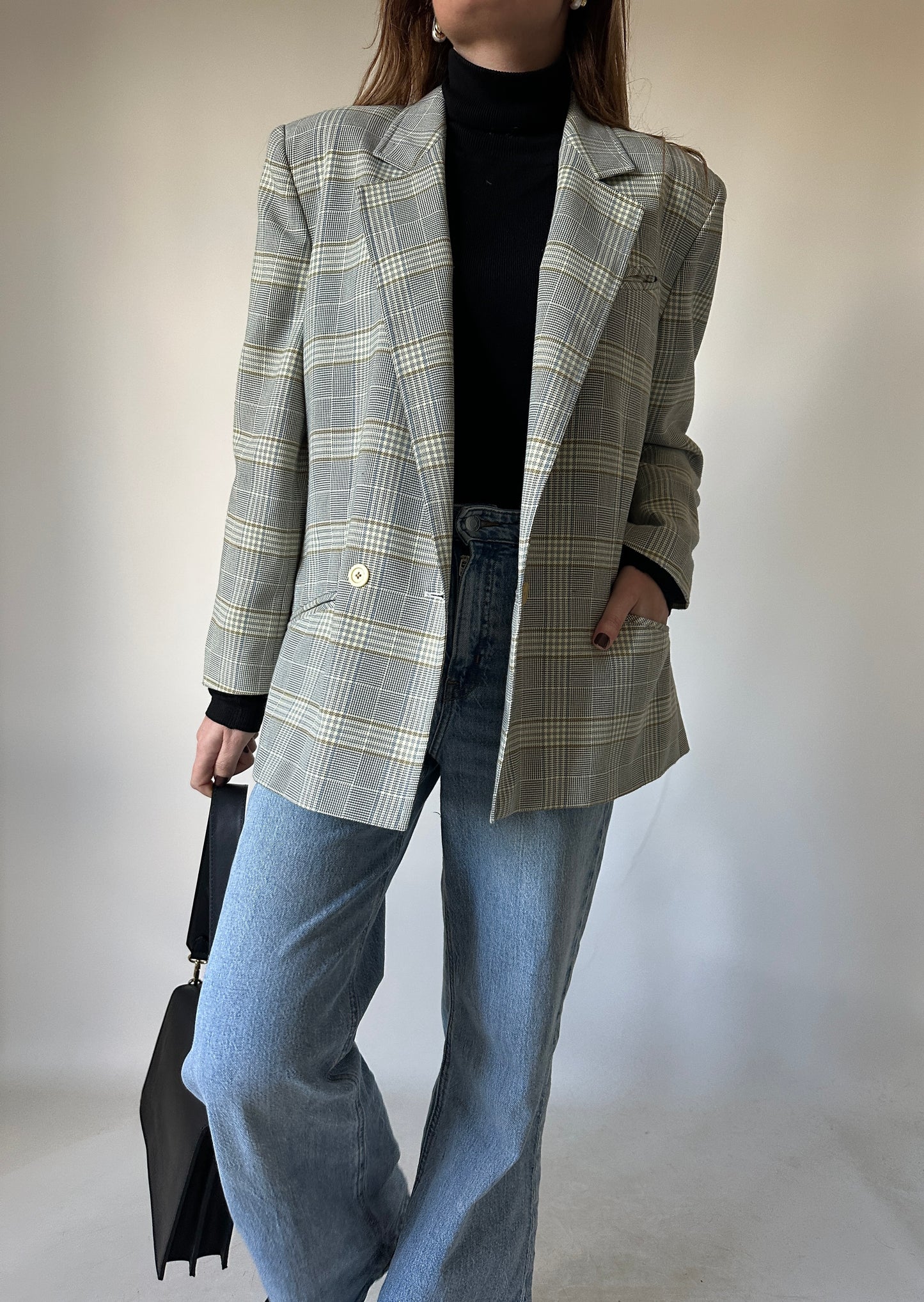 Prince of Wales grey petite blazer