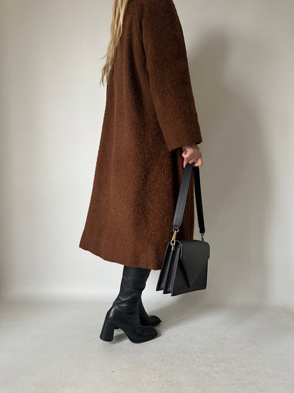 Chocolate teddy wool coat