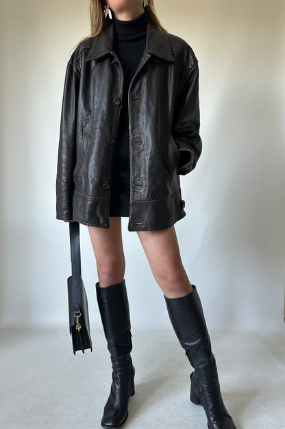 Dark chocolate leather jacket