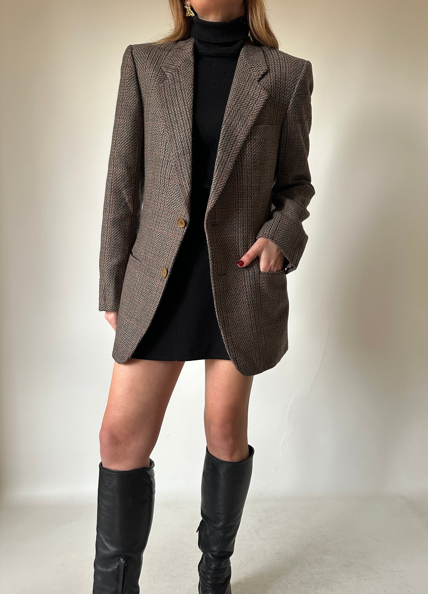 Pied de poule wool slim blazer