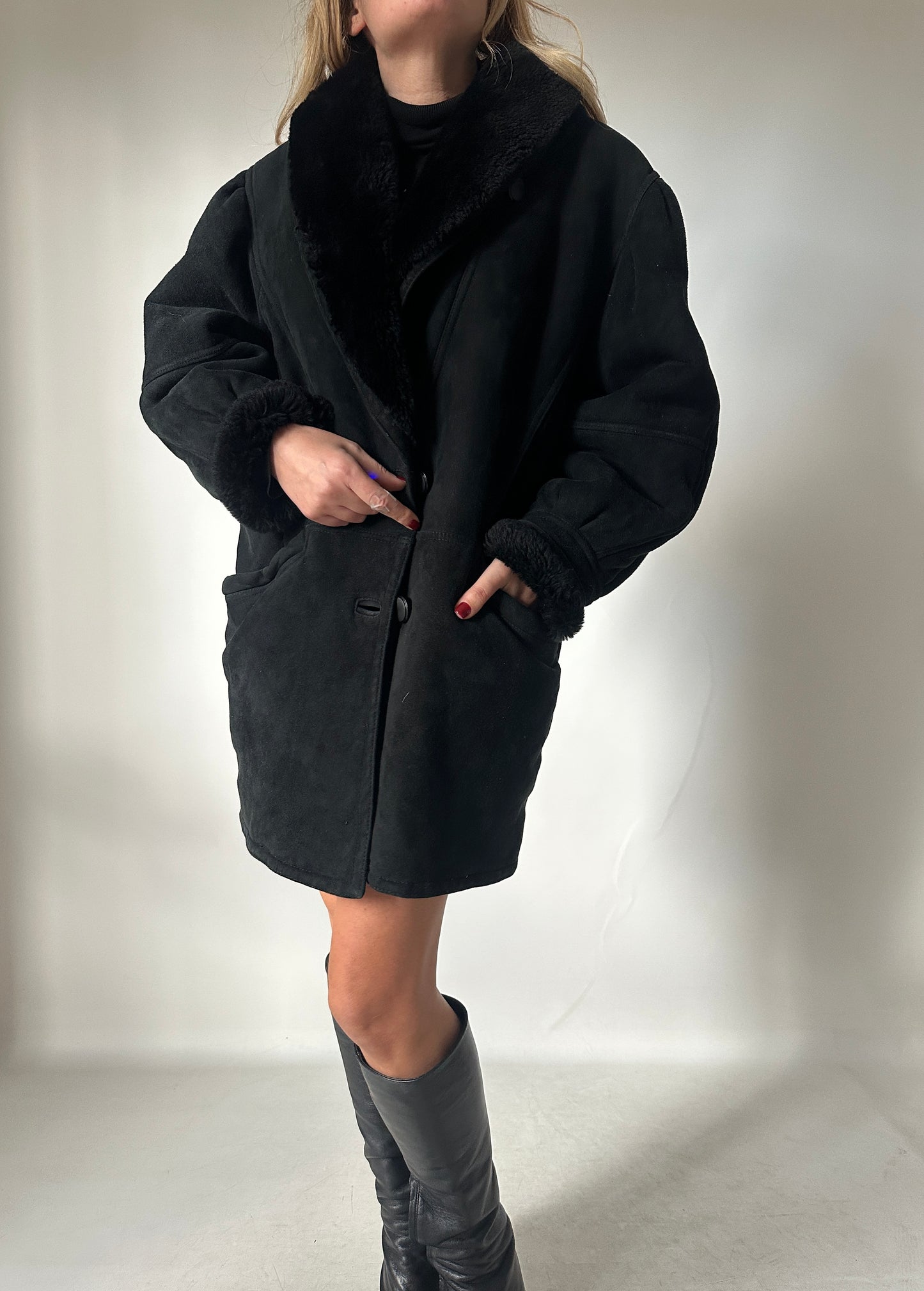 Black evergreen Shearling