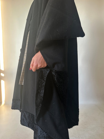 Luxury wool and astrakan poncho