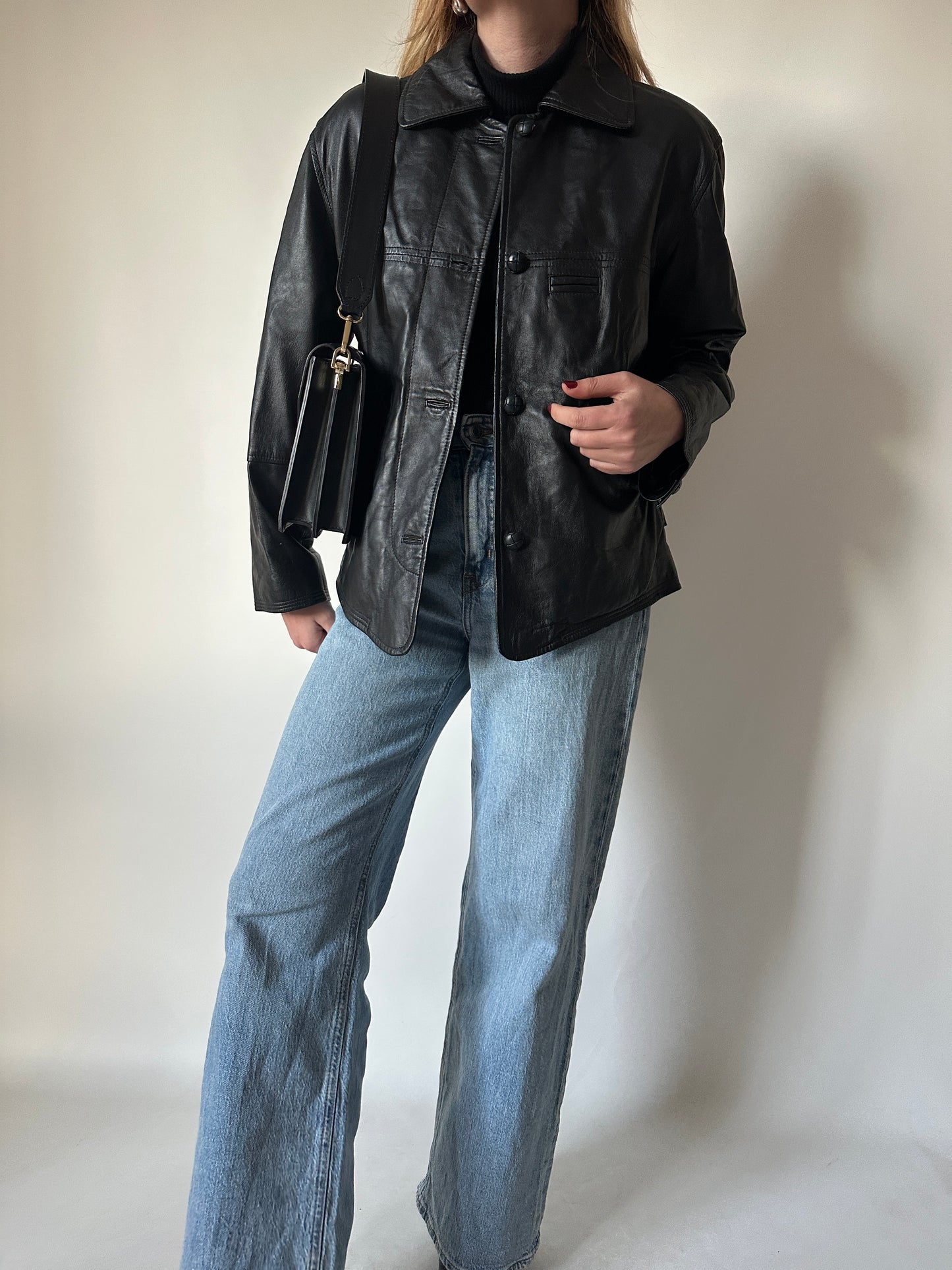 Bomber petite in pelle trapuntato