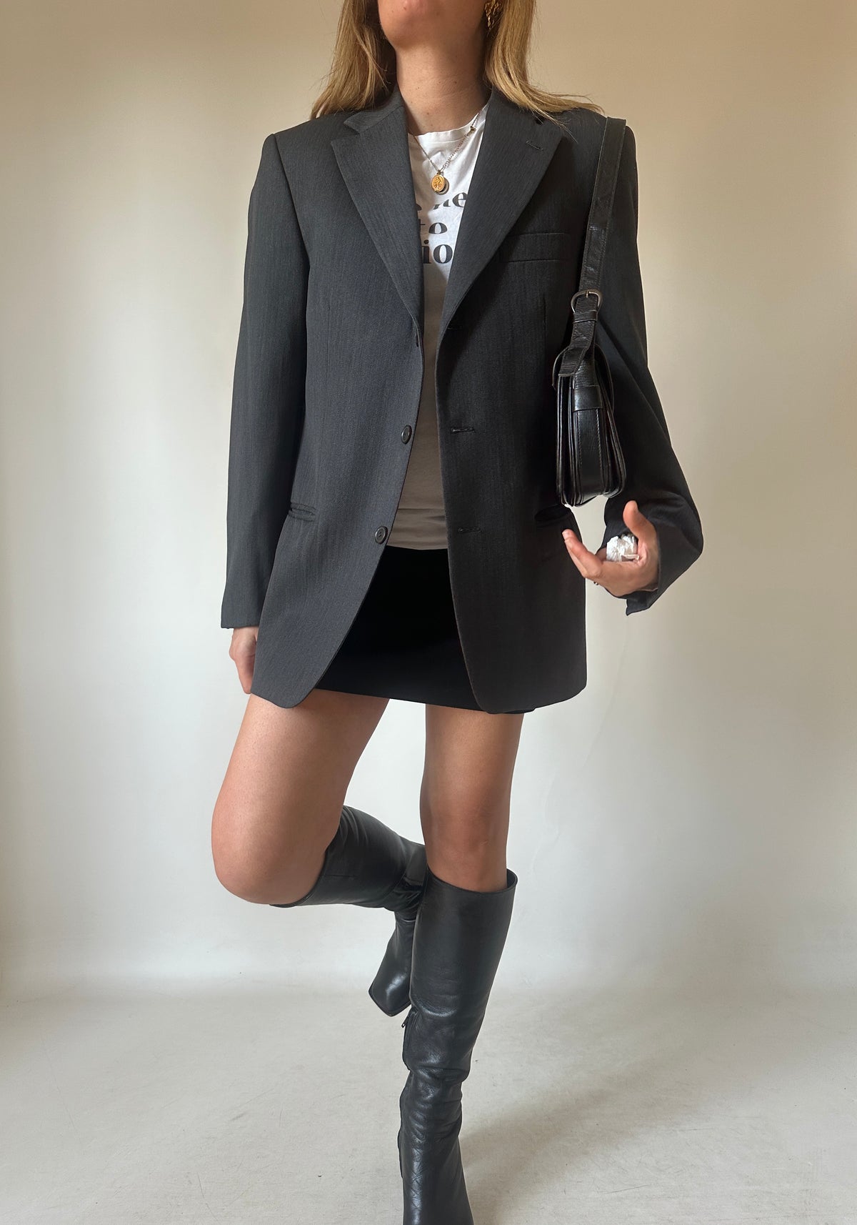 Made in Italy virgin wool grey blazer