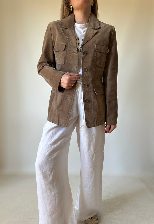 Suede slim utility jacket