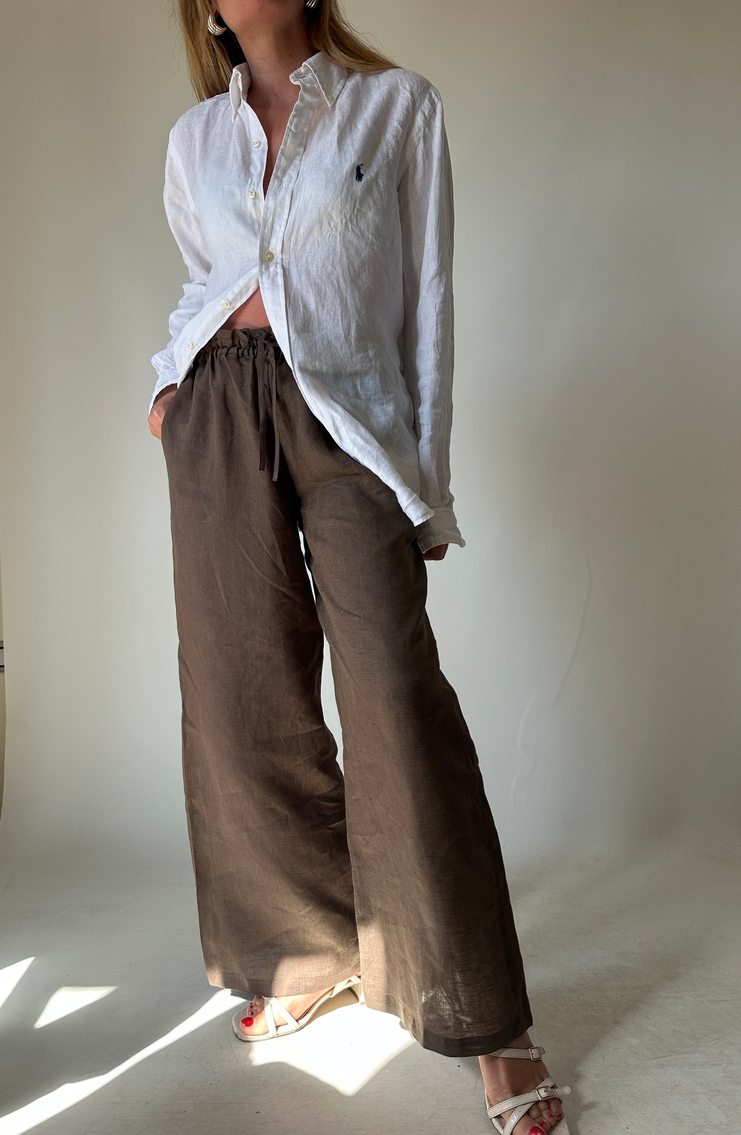 RALPH LAUREN white linen petite shirt