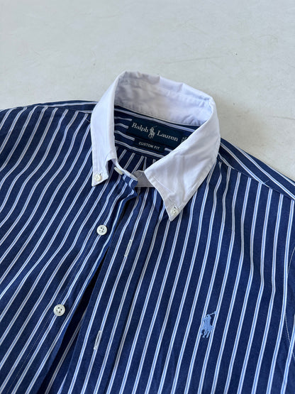 RALPH LAUREN blue striped petite shirt
