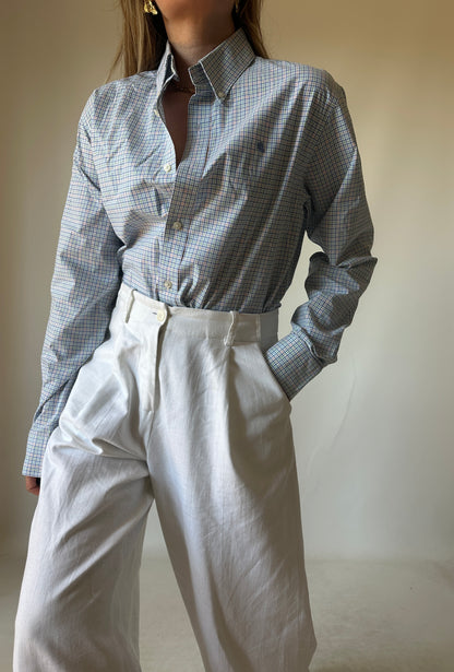 RALPH LAUREN vichy blue shirt