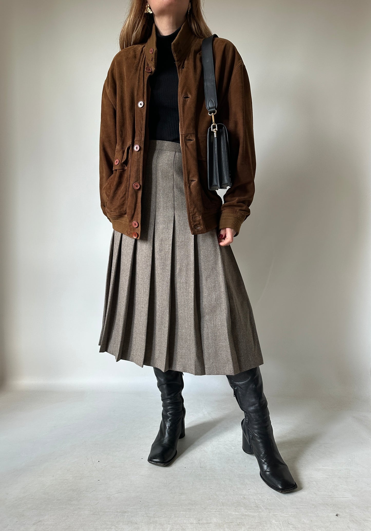 iconic brown suede bomber