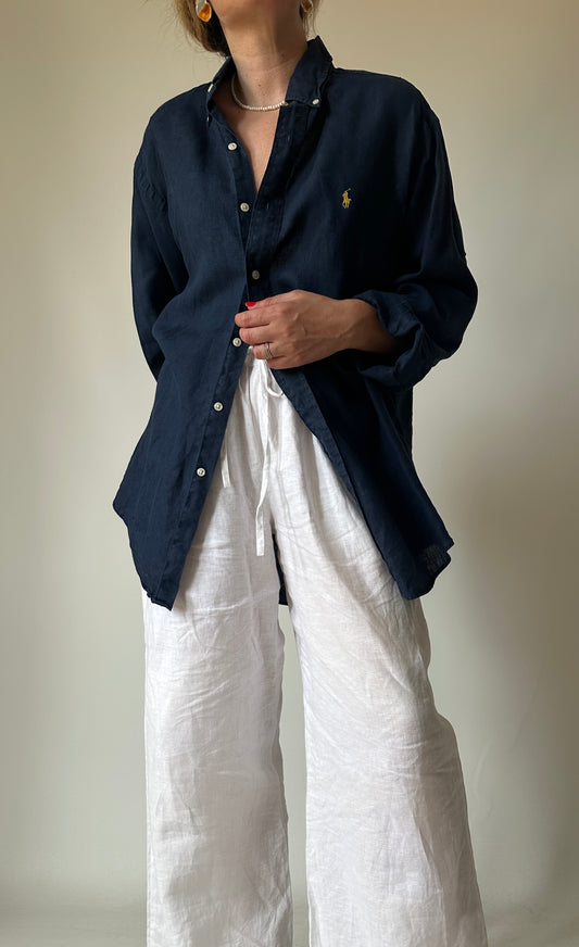 RALPH LAUREN navy linen shirt