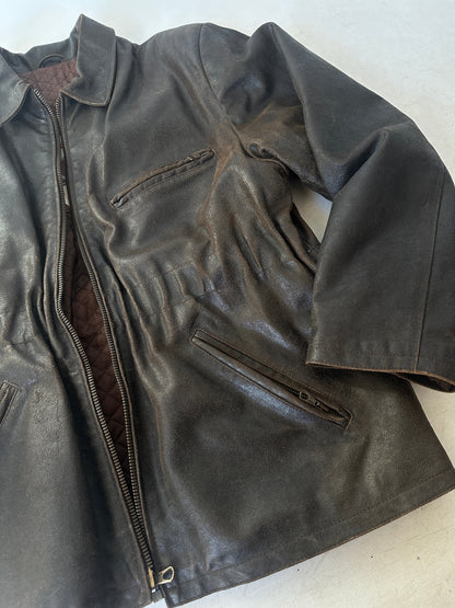 Chocolate distressed leather jacket