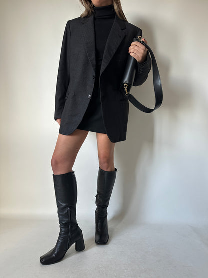 Minimal wool dark grey blazer