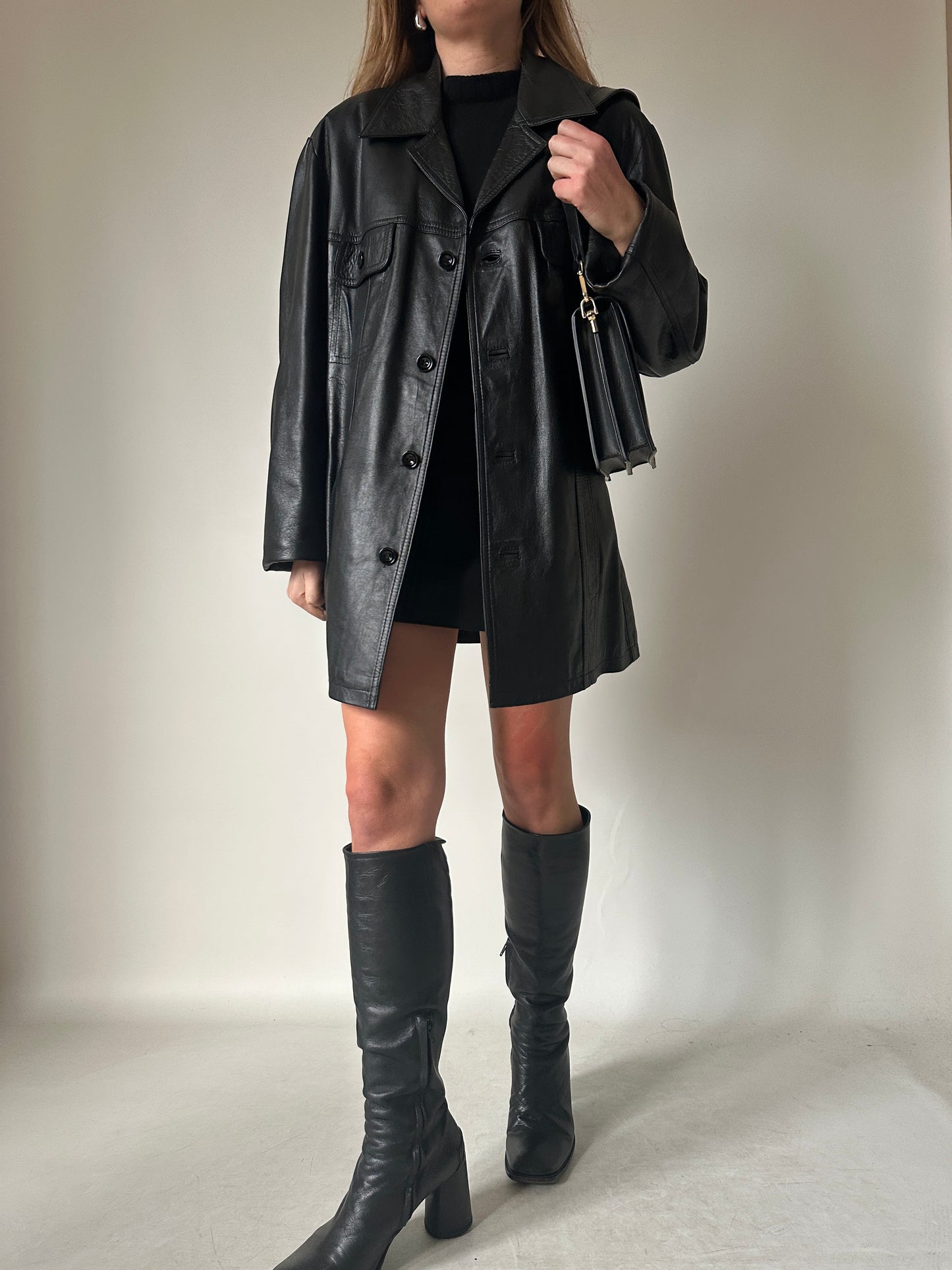 Passpartour black leather jacket