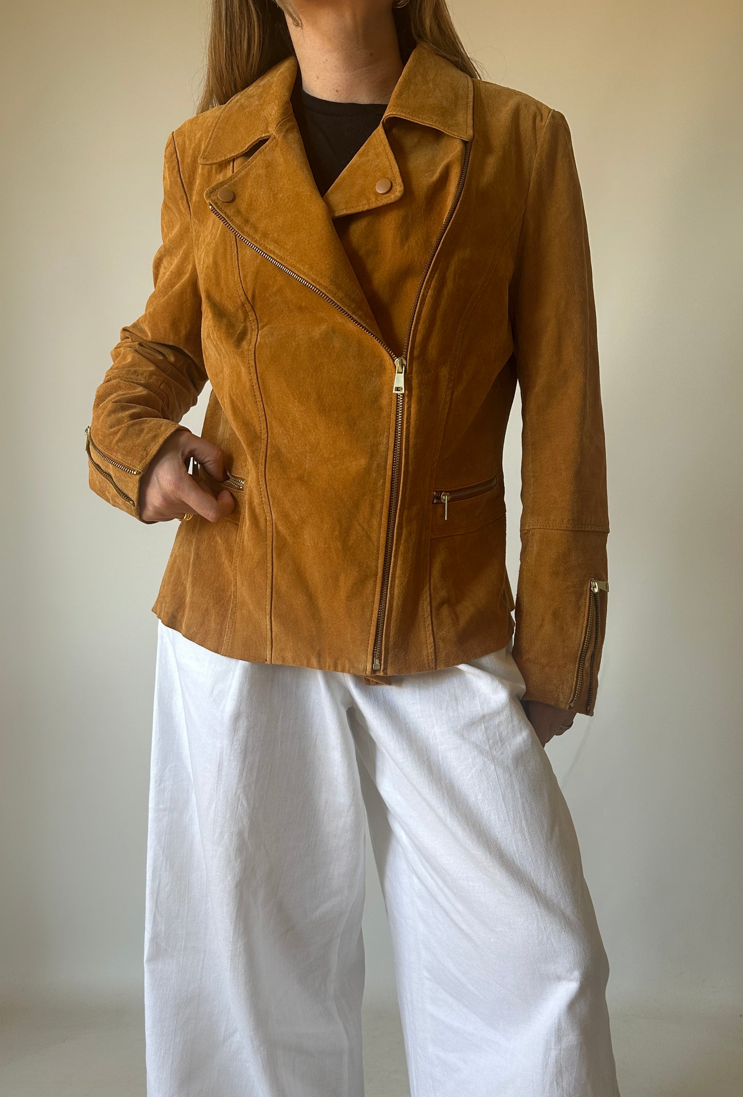 Chiodo petite in suede