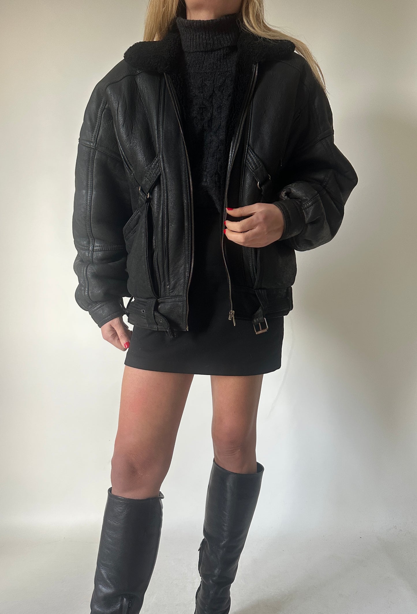 Perfect black petite Shearling