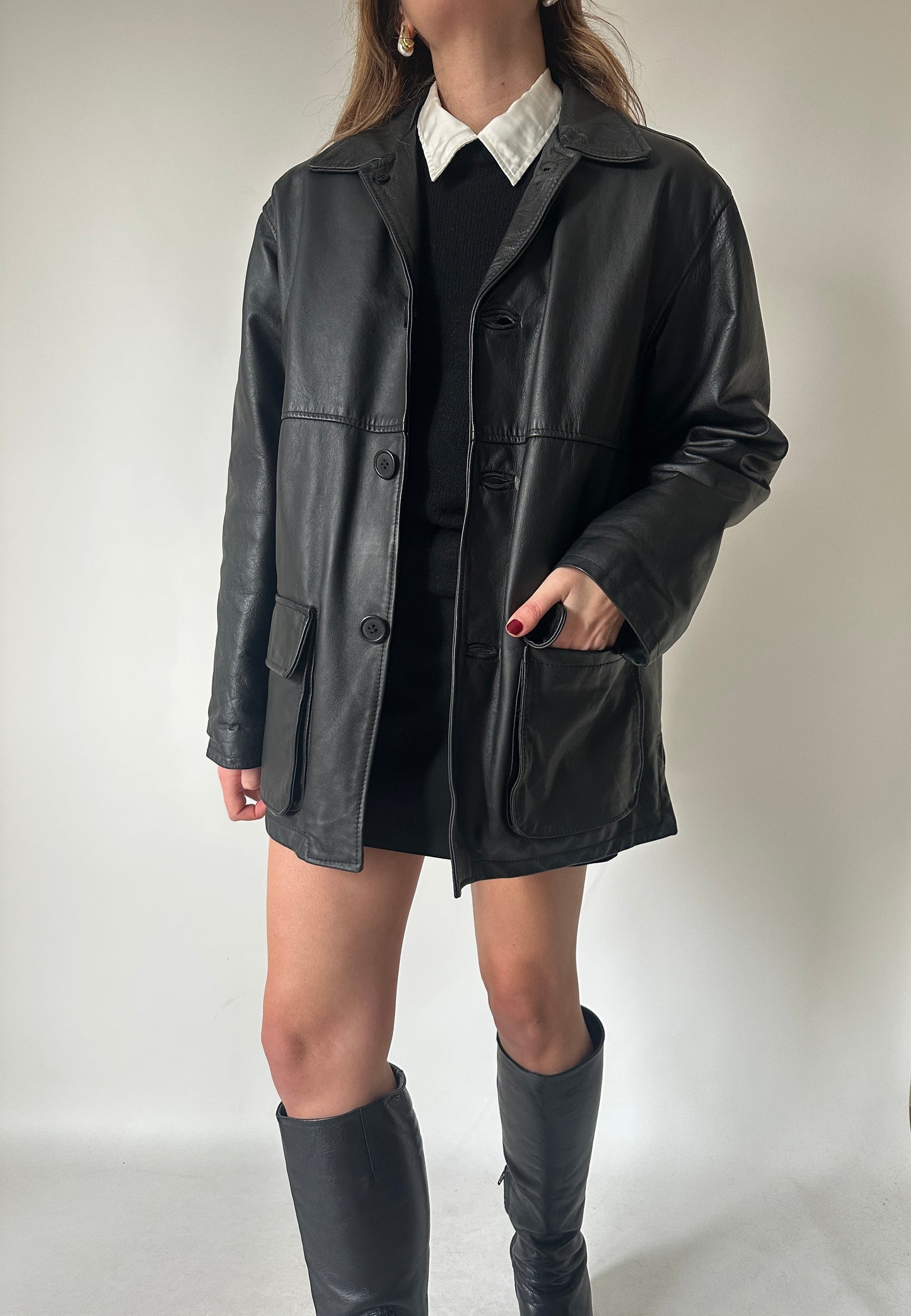 Giacca in pelle trapuntata